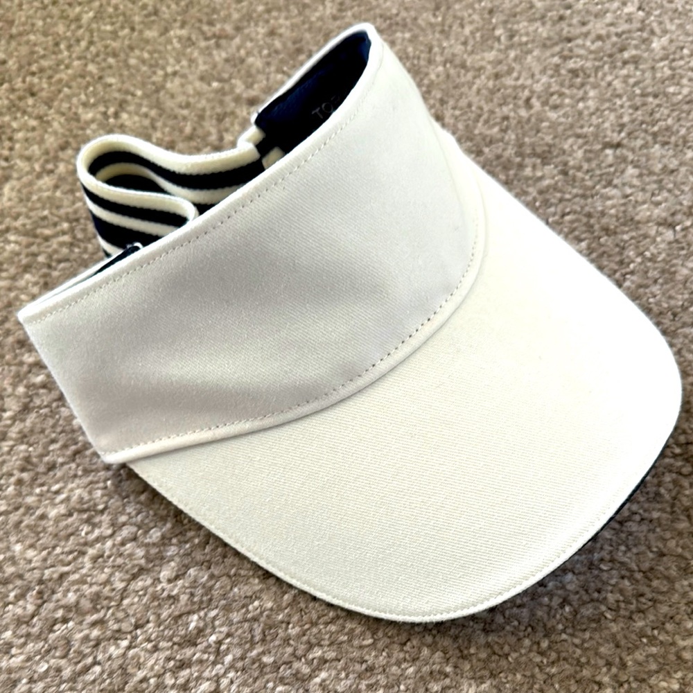 TORY BURCH SPORT White & Navy Sports Visor